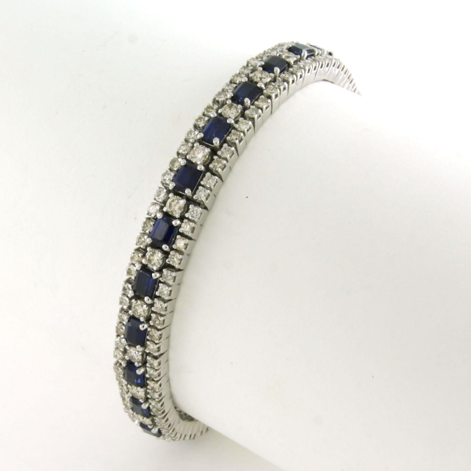 Women's Bracelet with sapphire and brilliant cut diamonds up to 5.00ct 18k gold For Sale