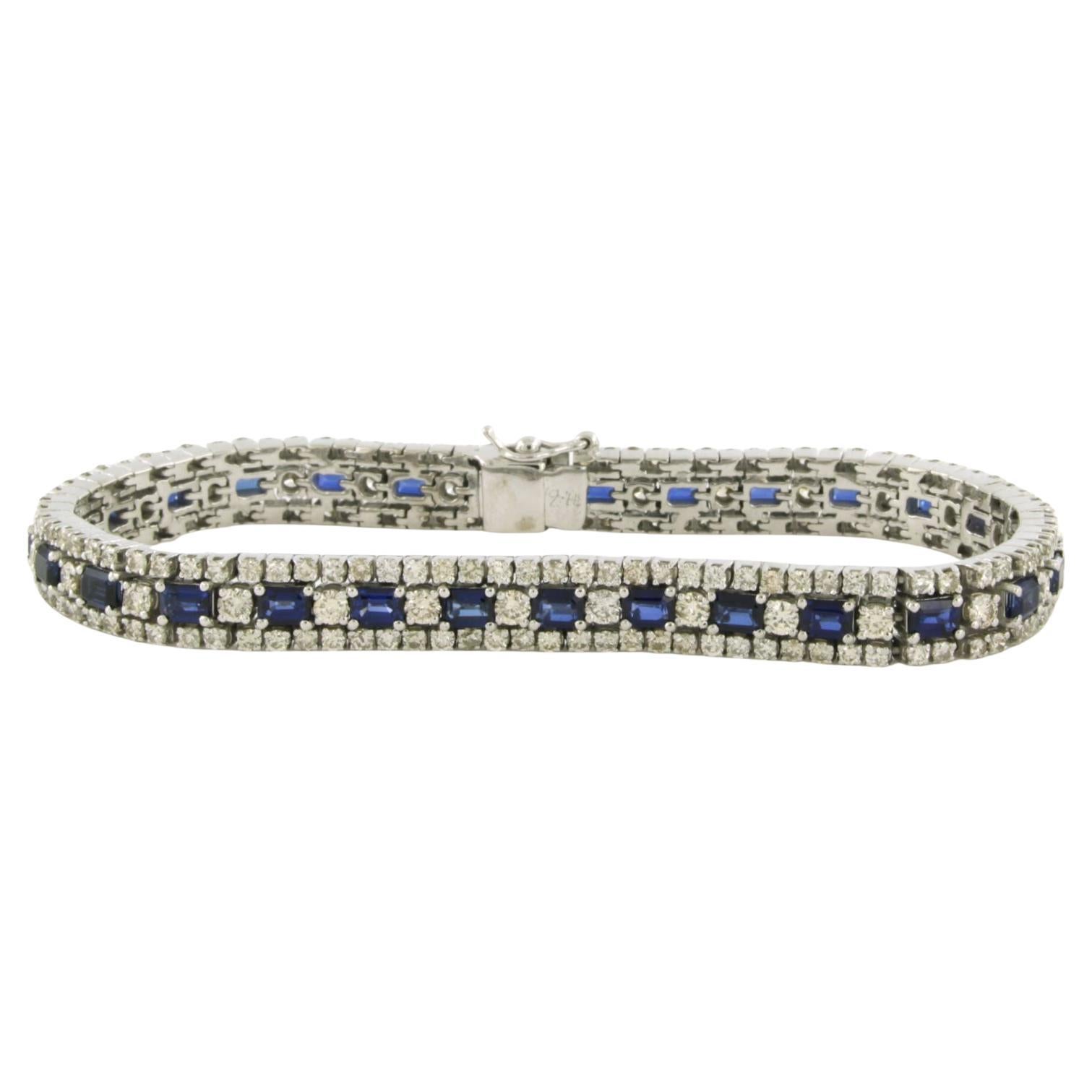 Bracelet with sapphire and brilliant cut diamonds up to 5.00ct 18k gold For Sale
