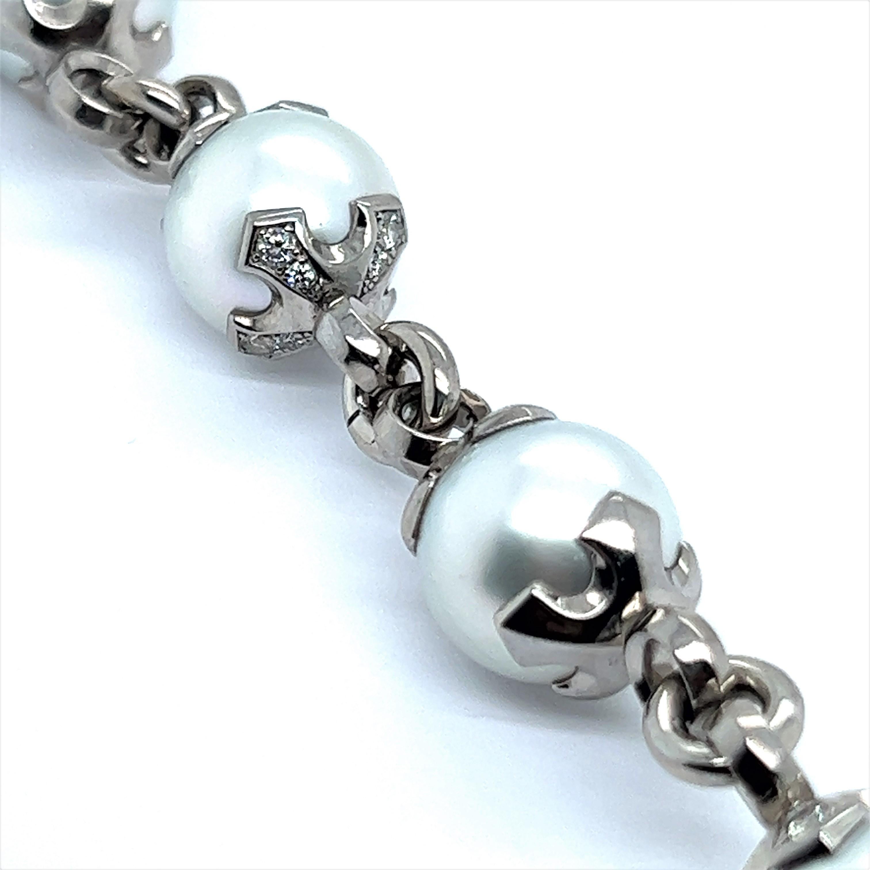 Bracelet with South Sea Cultural Pearls in Palladium 950 For Sale 4