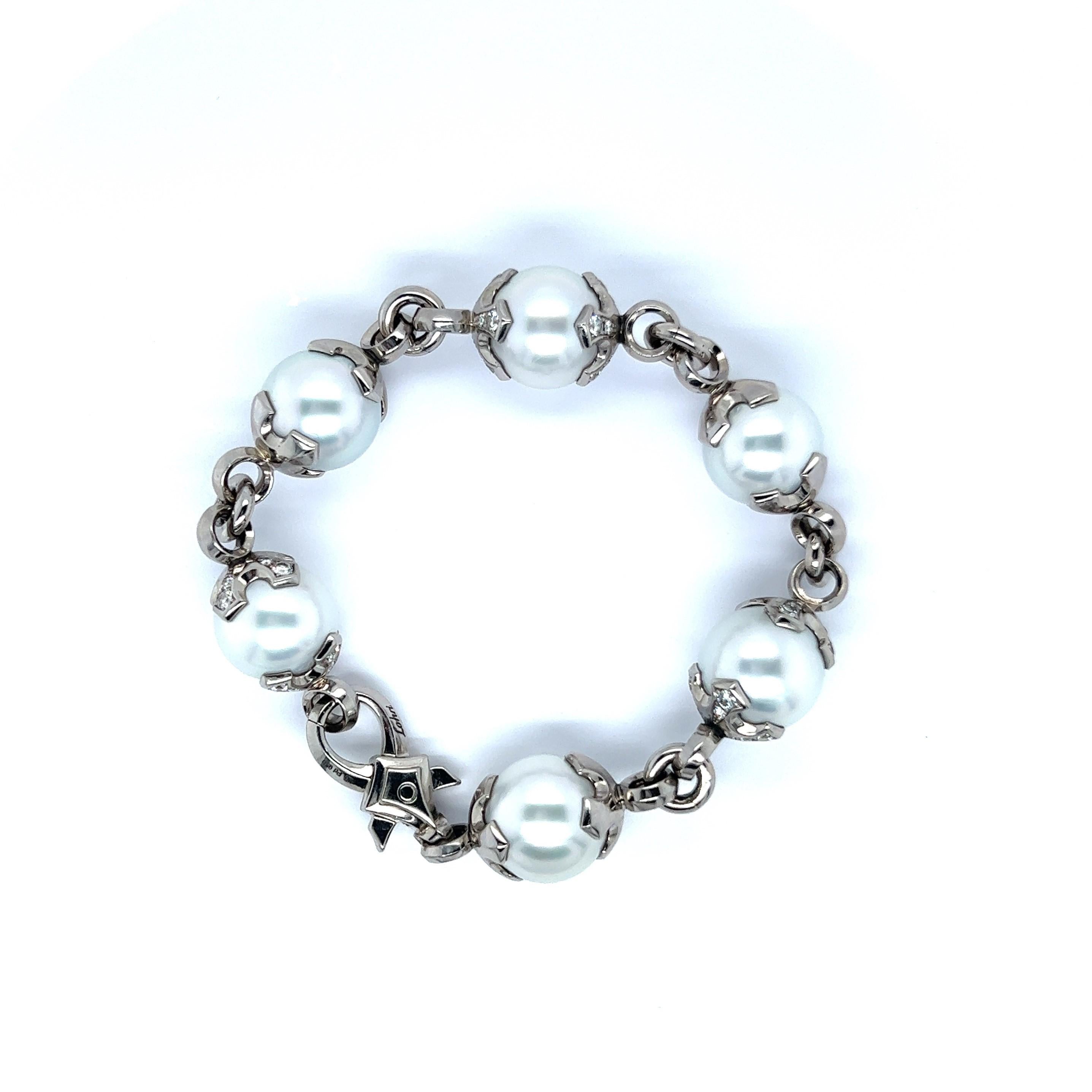 Bracelet with South Sea Cultural Pearls in Palladium 950 In Excellent Condition For Sale In Lucerne, CH