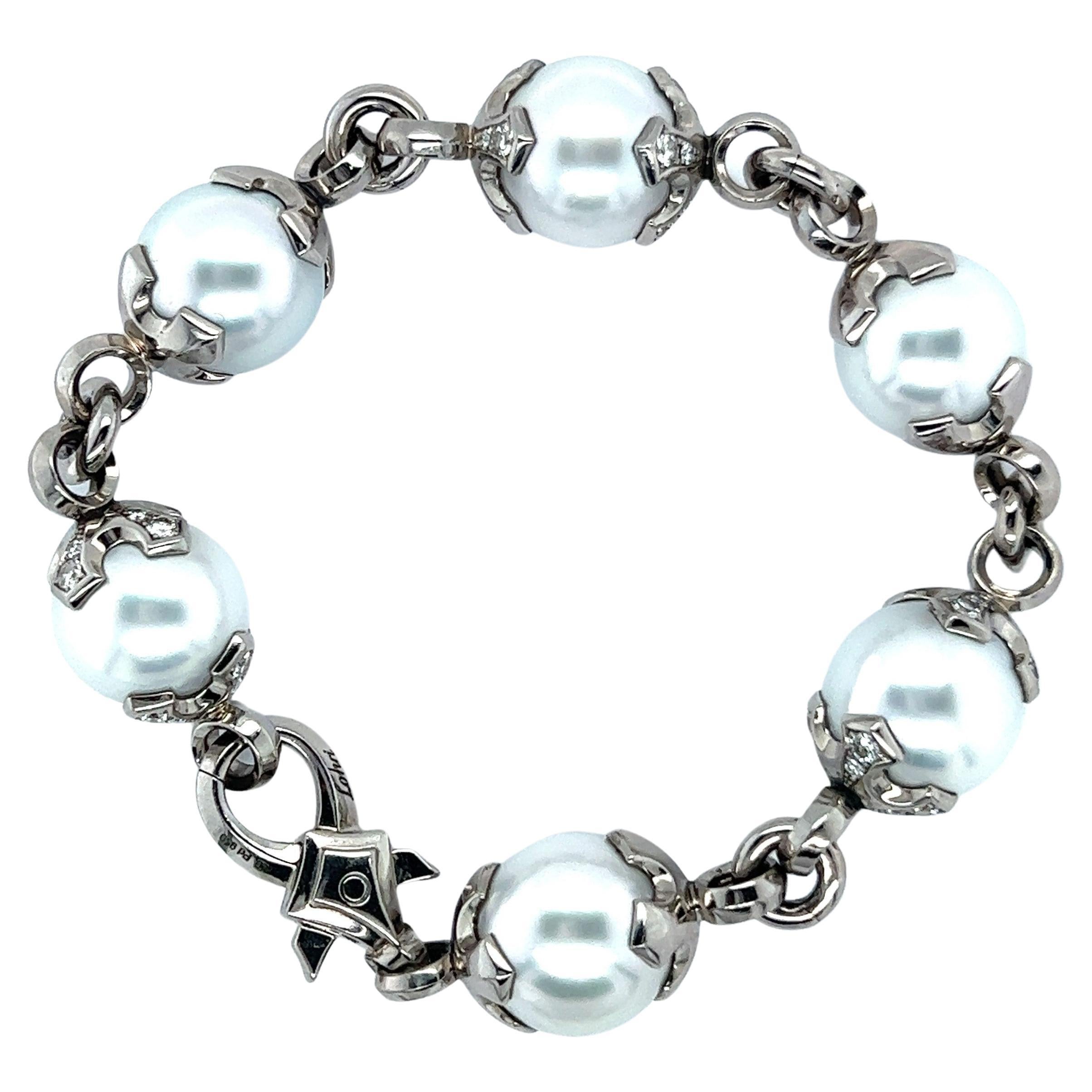 Bracelet with South Sea Cultural Pearls in Palladium 950 For Sale
