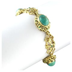 Pulsera con turquesas 18k oro amarillo 18 cm largo 24,3 gramos