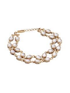 Bracelet with Uncut Diamonds and Enamel Handcrafted in 22 Karat Yellow Gold