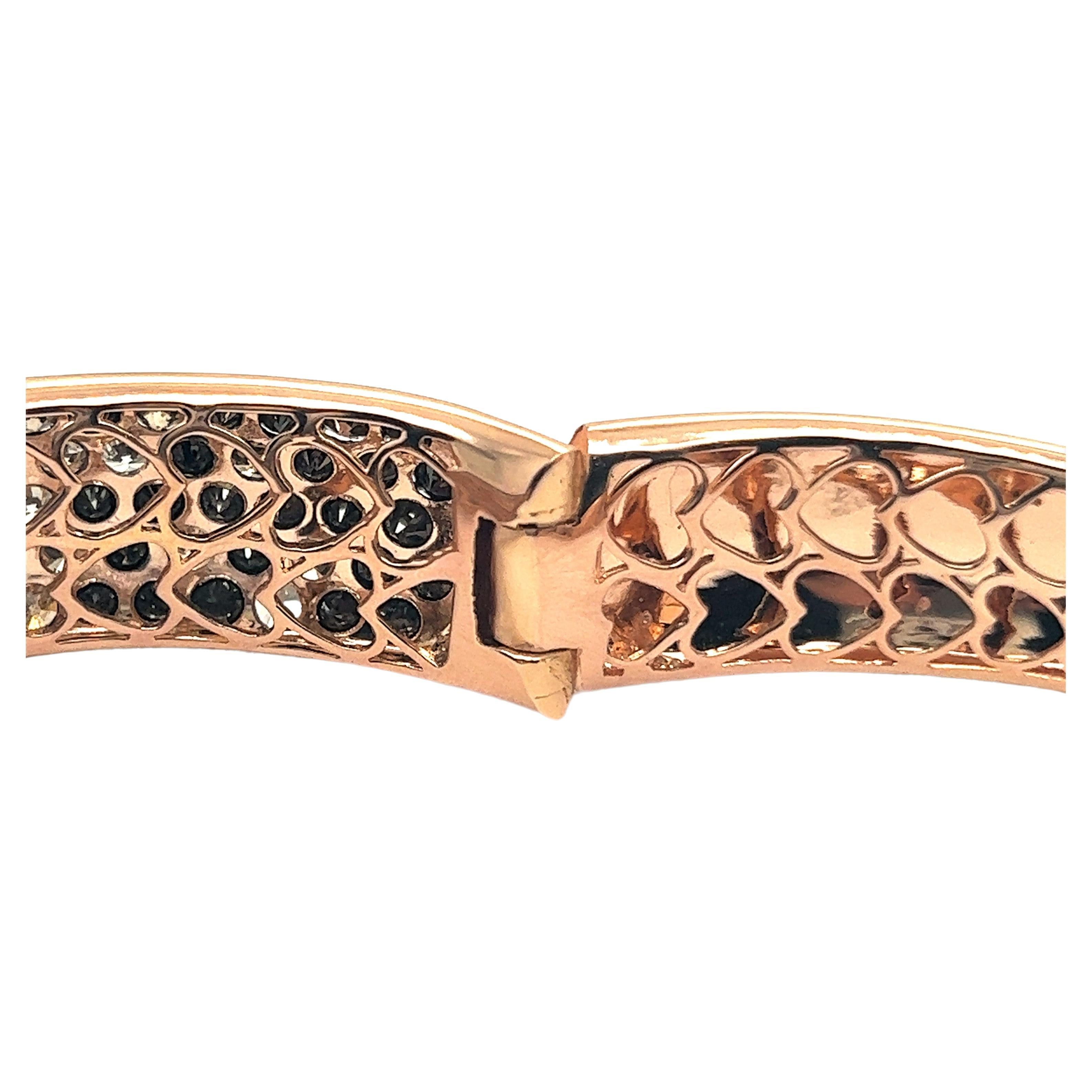 Women's or Men's Bracelet with White, Black and Champange Diamonds in 18 Karat Red Gold For Sale