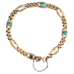 Pulsera Oro Amarillo 18 Quilates, Perlas Y Turquesas