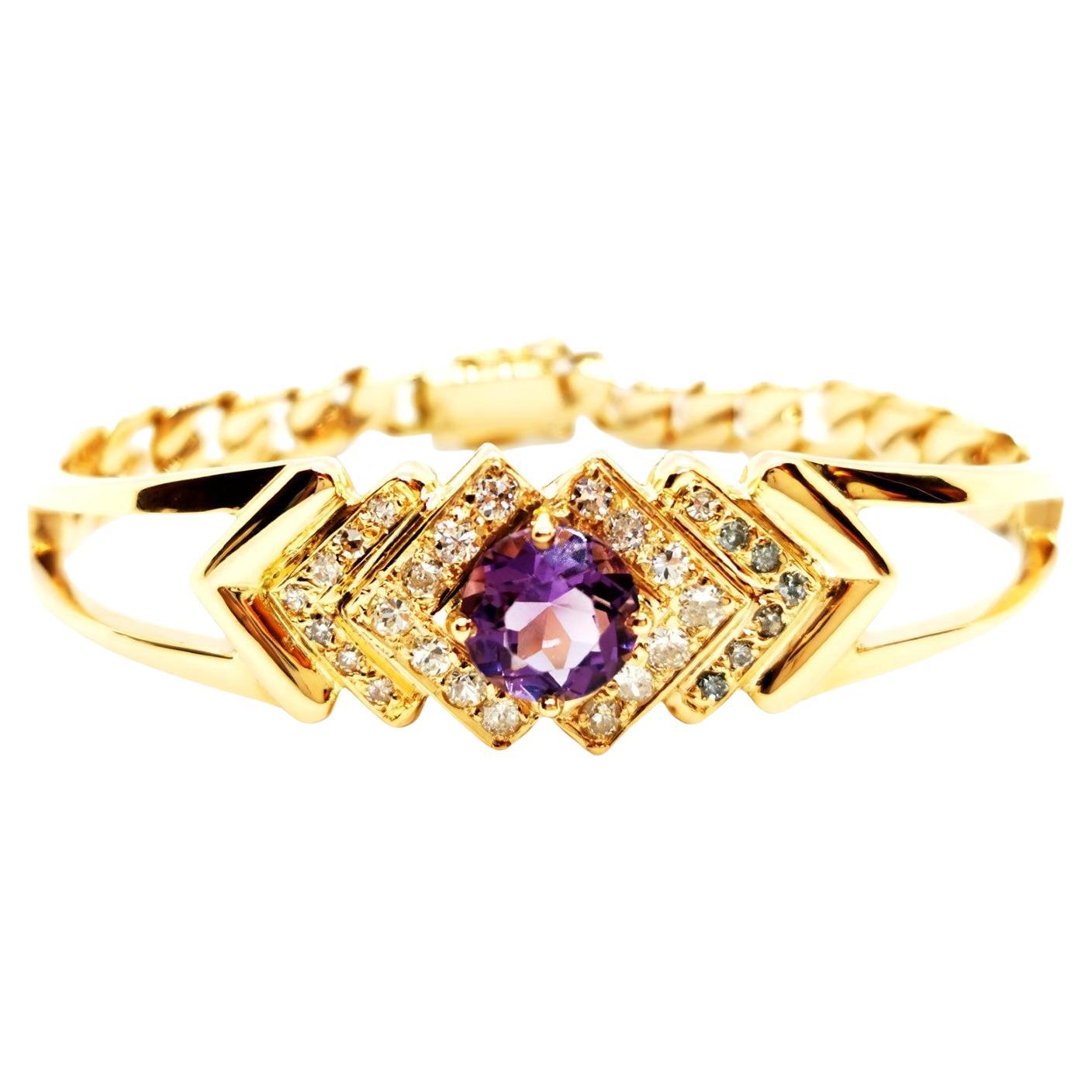 Bracelet Yellow Gold Amethyst For Sale