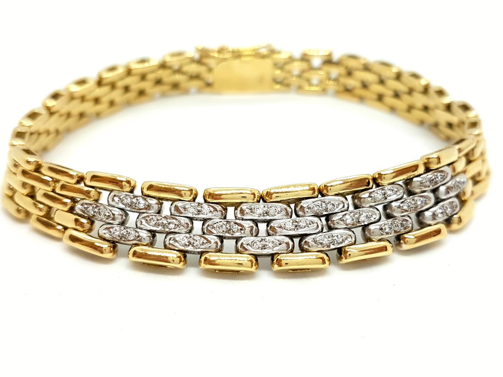 Bracelet Yellow Gold Diamond In Excellent Condition For Sale In PARIS, FR
