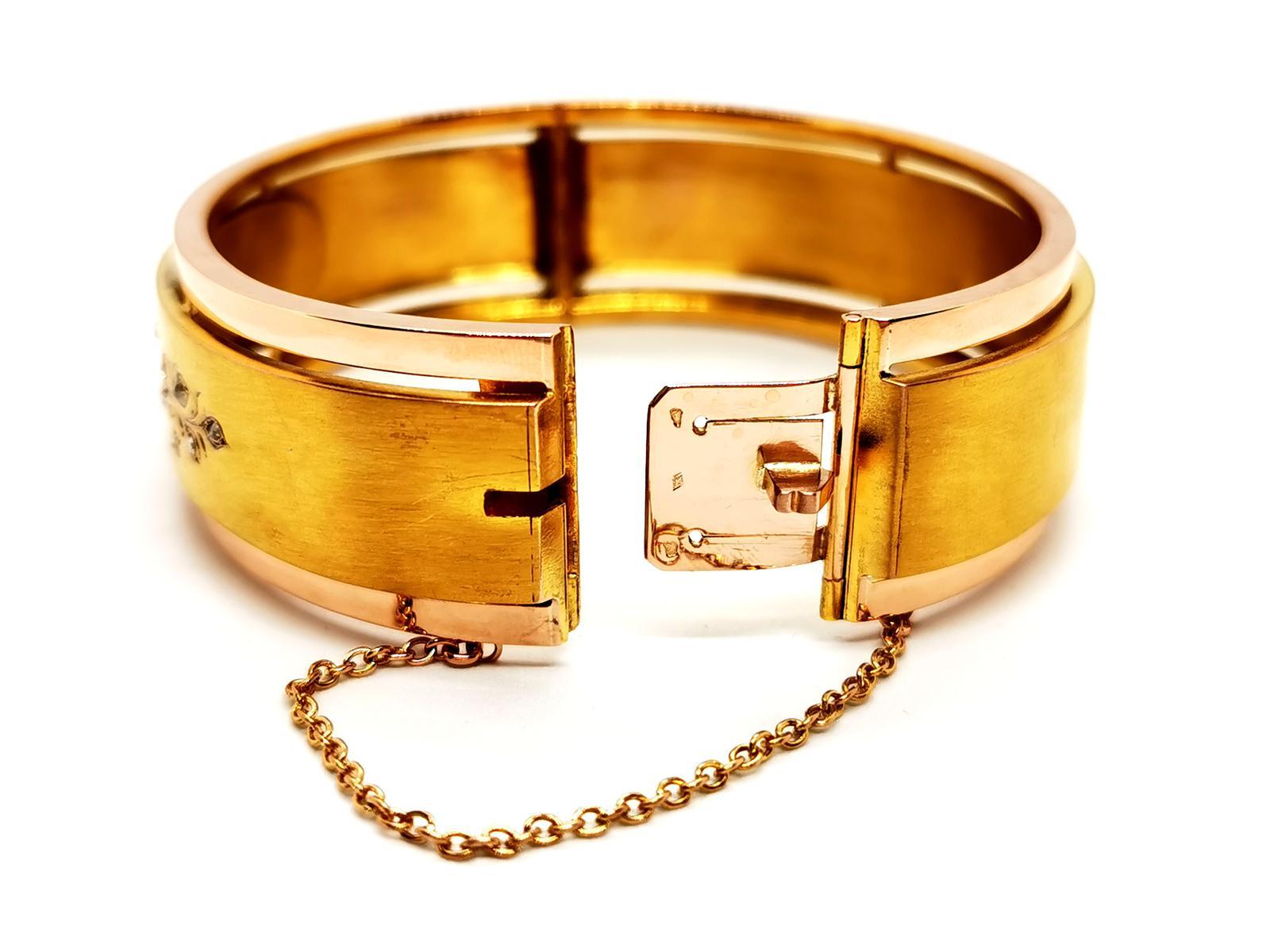 Old European Cut Bracelet Yellow Gold Diamond For Sale