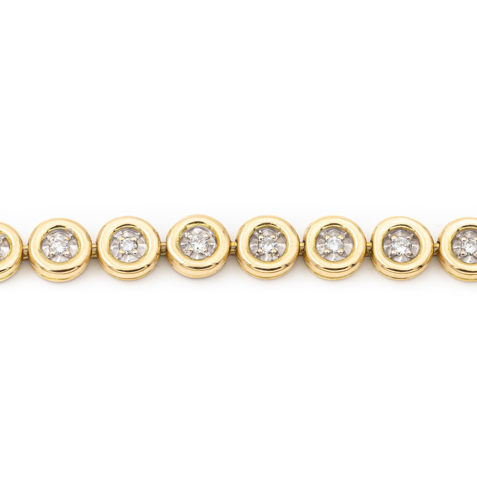 Bracelet Yellow Gold Diamond In Excellent Condition For Sale In PARIS, FR