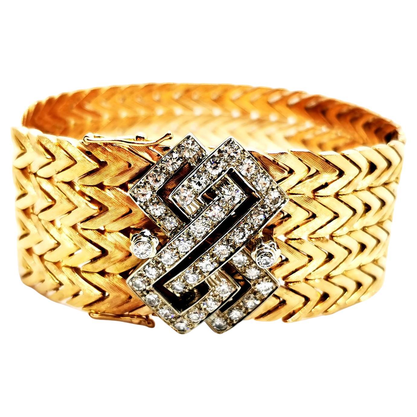 Armband aus Gelbgold mit Diamanten im Angebot