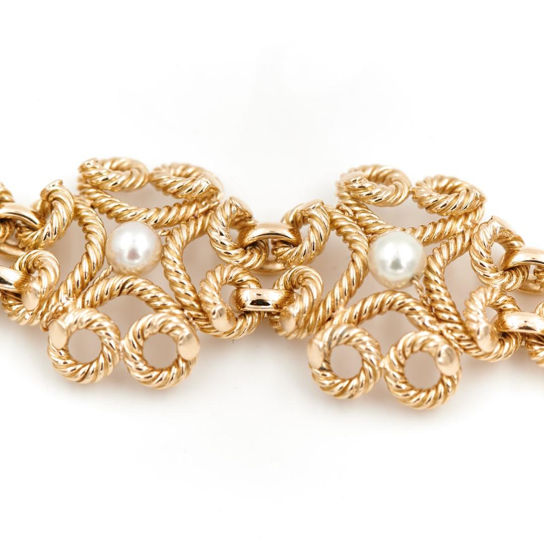Armband aus Gelbgold mit Perlen im Angebot 1