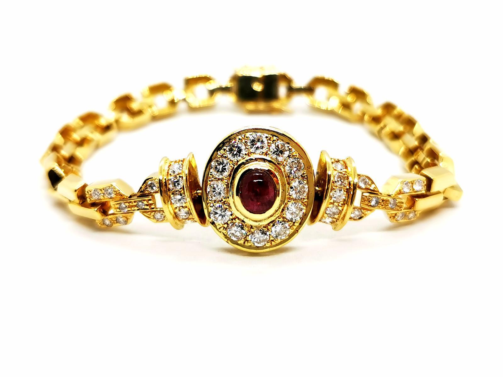 Bracelet Yellow Gold Ruby In Excellent Condition For Sale In PARIS, FR