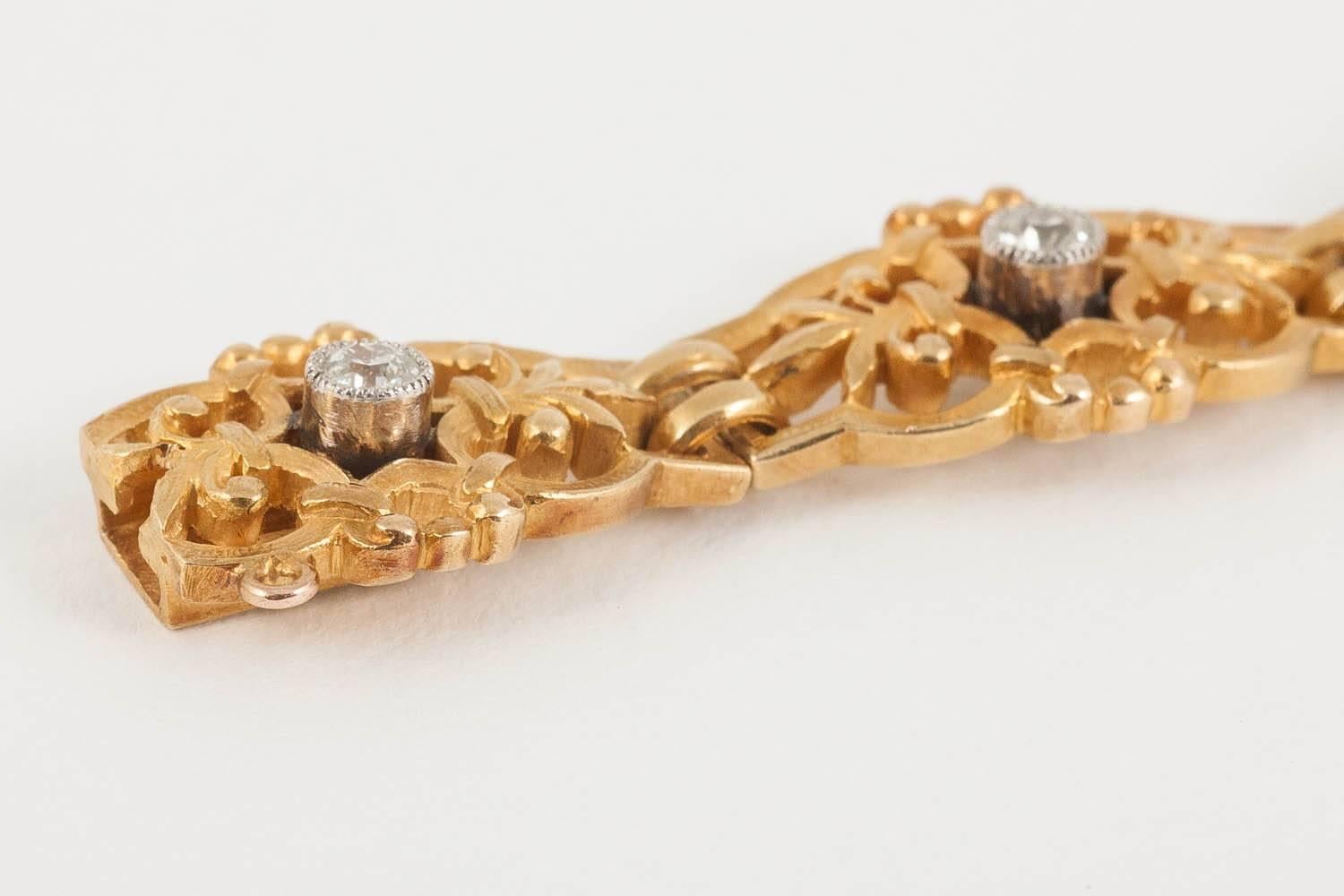 Bracelet, Heavy, 18 Carat Gold and Diamond Set, French, circa 1900 In New Condition In London, GB