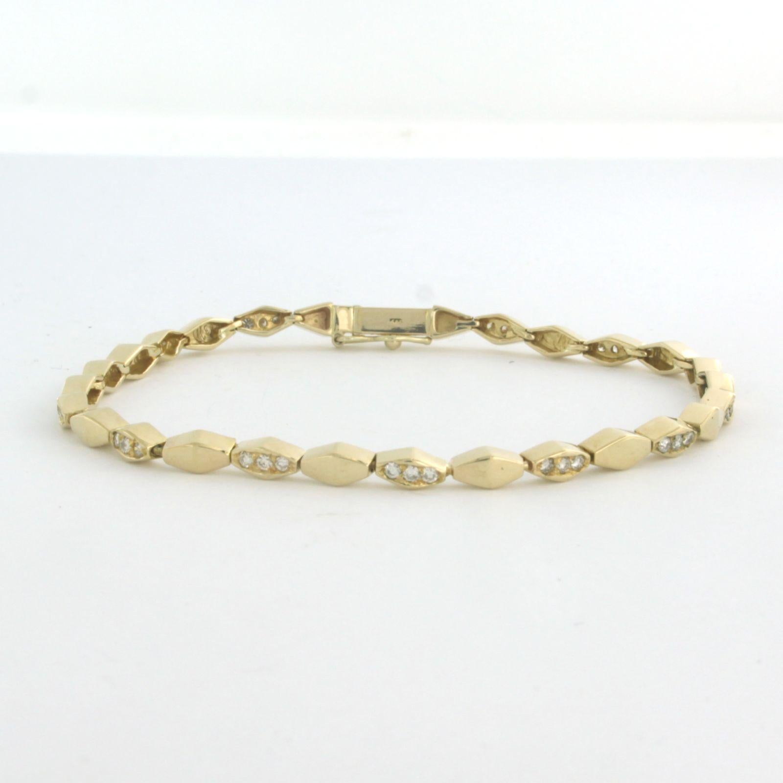 Modern Bracelot set with brilliant cut diamonds up to 0.60ct 14k yellow gold  For Sale