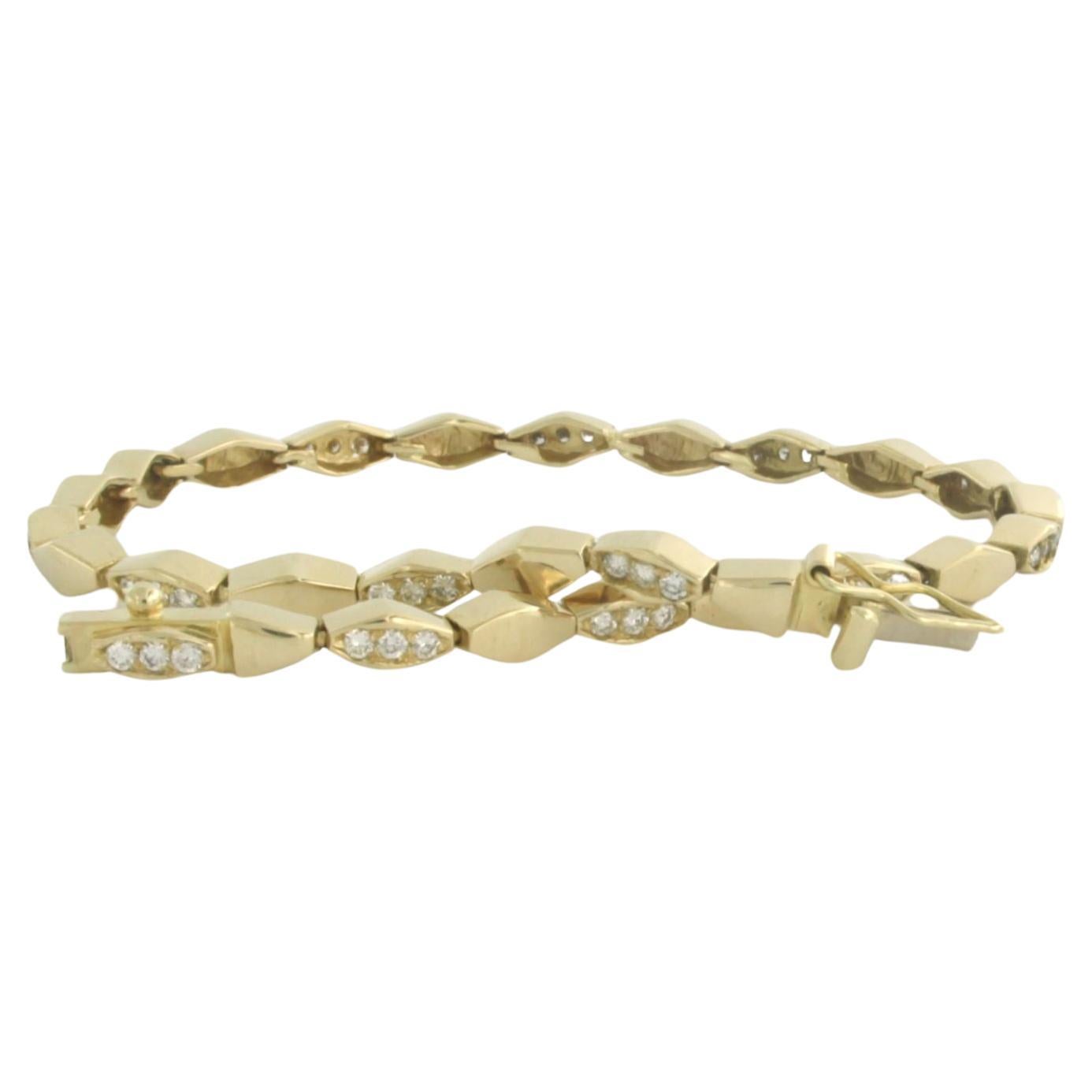 Bracelot set with brilliant cut diamonds up to 0.60ct 14k yellow gold