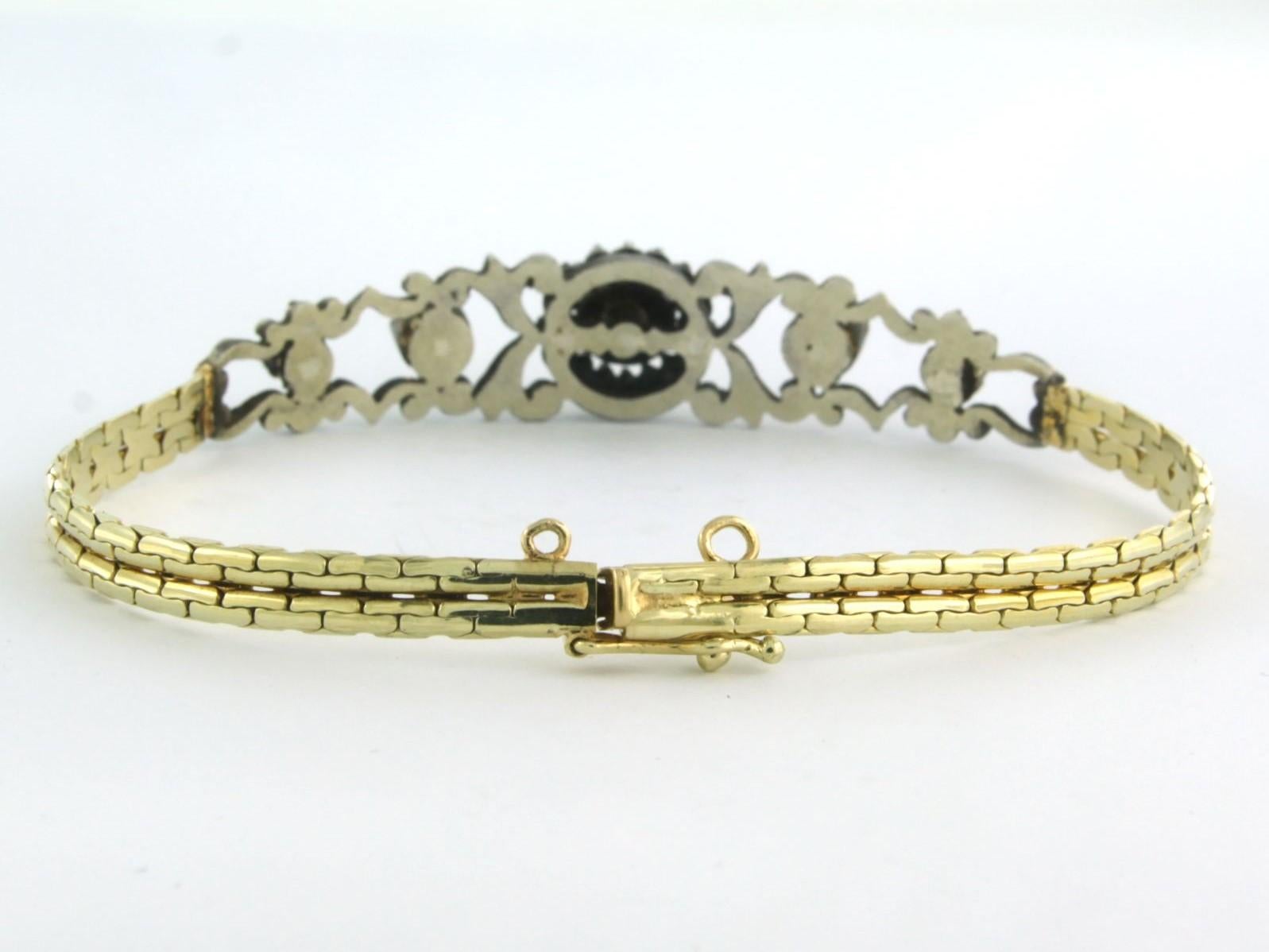 Bracelot set with diamonds 14k yellow gold and silver In Good Condition For Sale In The Hague, ZH