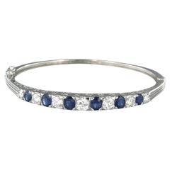 Bracelot with Sapphire and diamonds 14k white gold