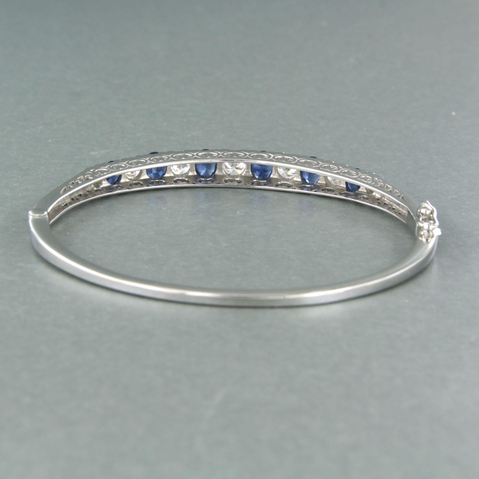 Bracelot with Sapphire and diamonds up to 1.35ct. 14k white gold In New Condition For Sale In The Hague, ZH