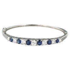 Bracelot with Sapphire and diamonds up to 1.35ct. 14k white gold