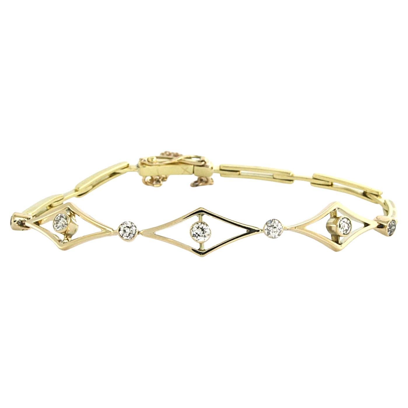 Bracciale con diamanti taglio old mine fino a 1,00ct in oro 14k 9,7 grammi in vendita