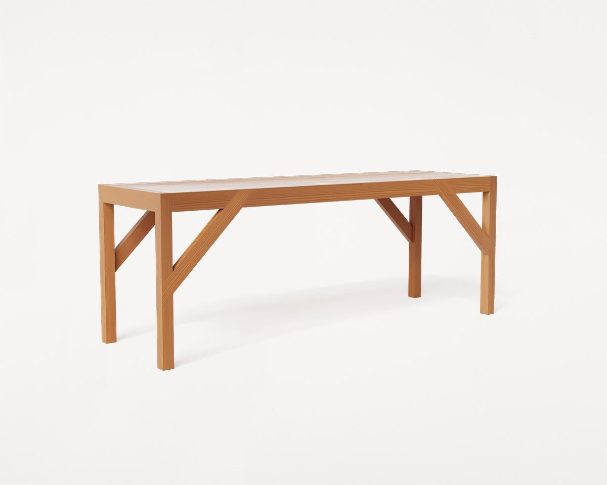 Lithuanian Bracket Bench Warm Brown Pine For Sale