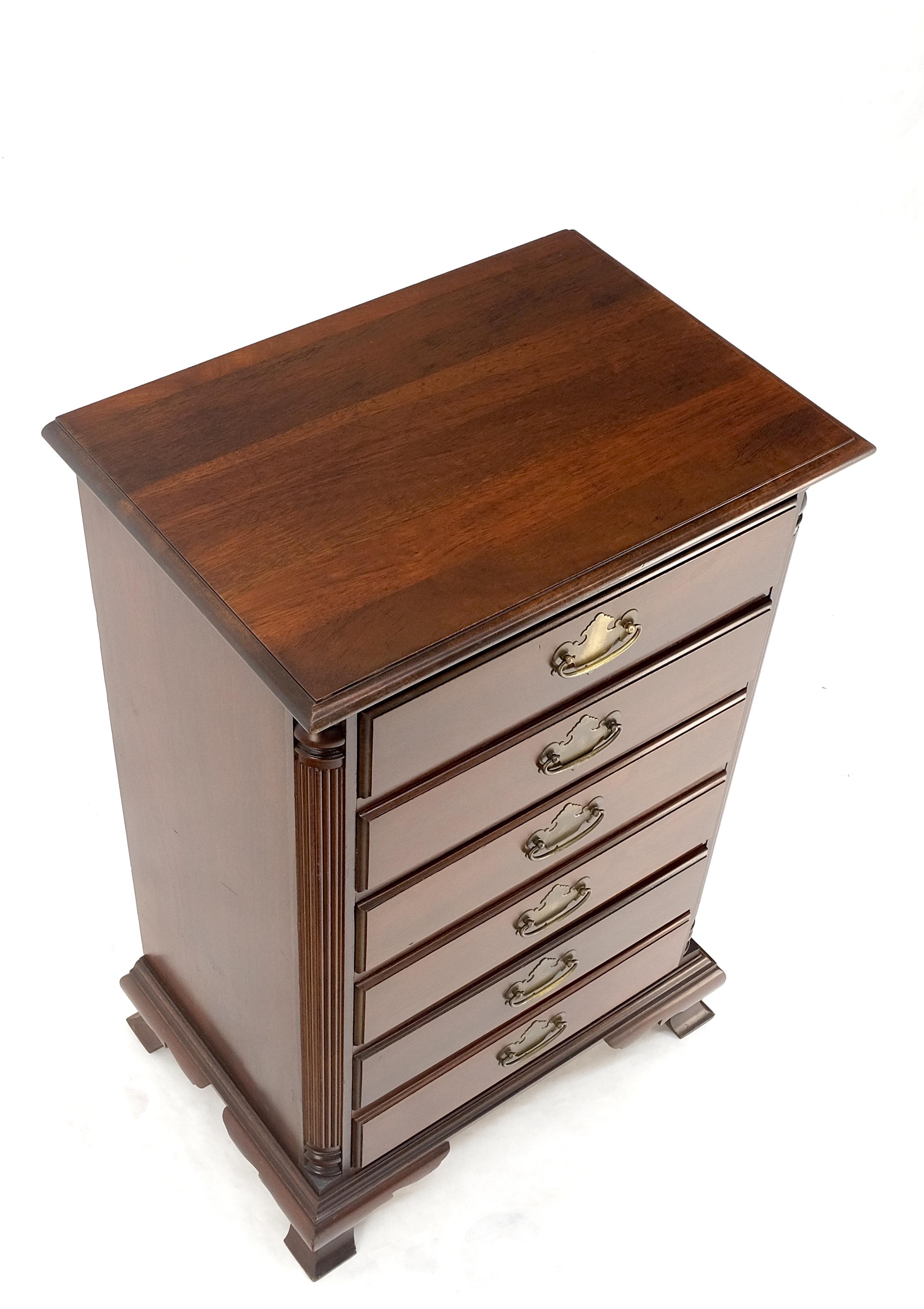 Bracket Feet Mahogany 6 Drawers Brass Pulls Tall Lingerie Chest Dresser Cabinet For Sale 3
