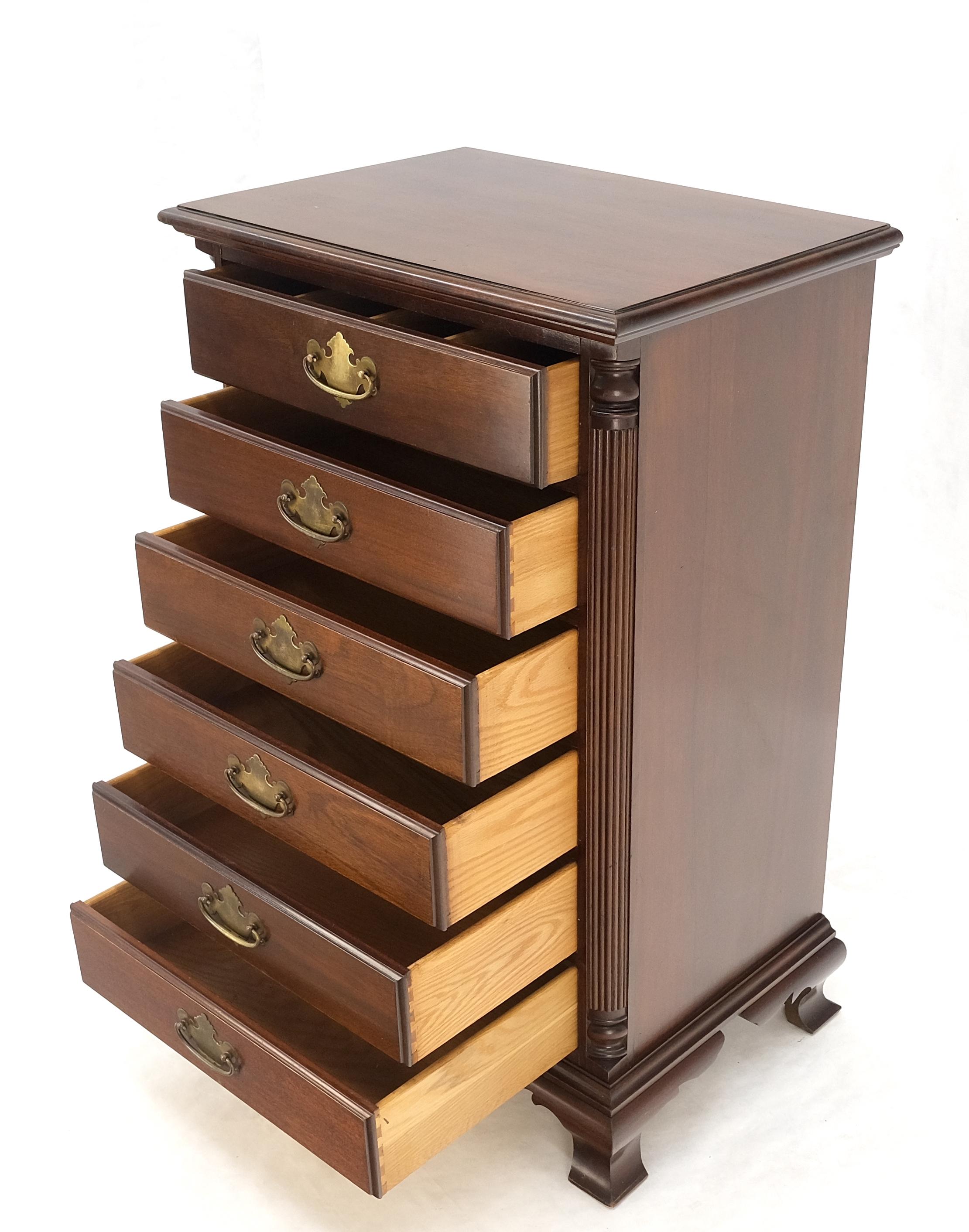 Bracket Feet Mahogany 6 Drawers Brass Pulls Tall Lingerie Chest Dresser Cabinet For Sale 7