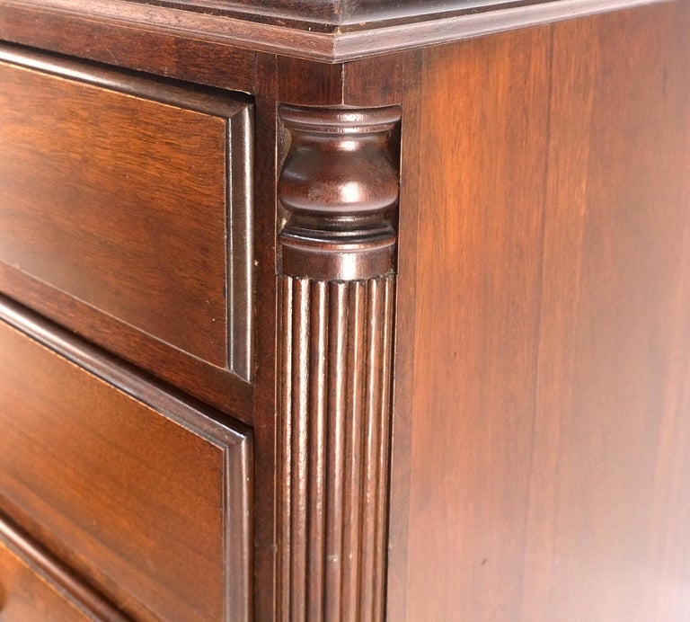 Bracket Feet Mahogany 6 Drawers Brass Pulls Tall Lingerie Chest Dresser