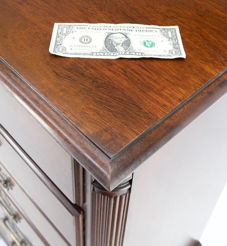 Bracket Feet Mahogany 6 Drawers Brass Pulls Tall Lingerie Chest Dresser