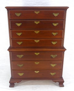 Bracket Feet Solid Mahogany Brass Pull Federal Style 7 Drawer High Chest Dresser