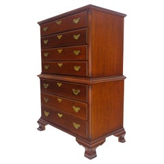 Bracket Feet Solid Mahogany Brass Pull Federal Style 7 Drawer High Chest Dresser