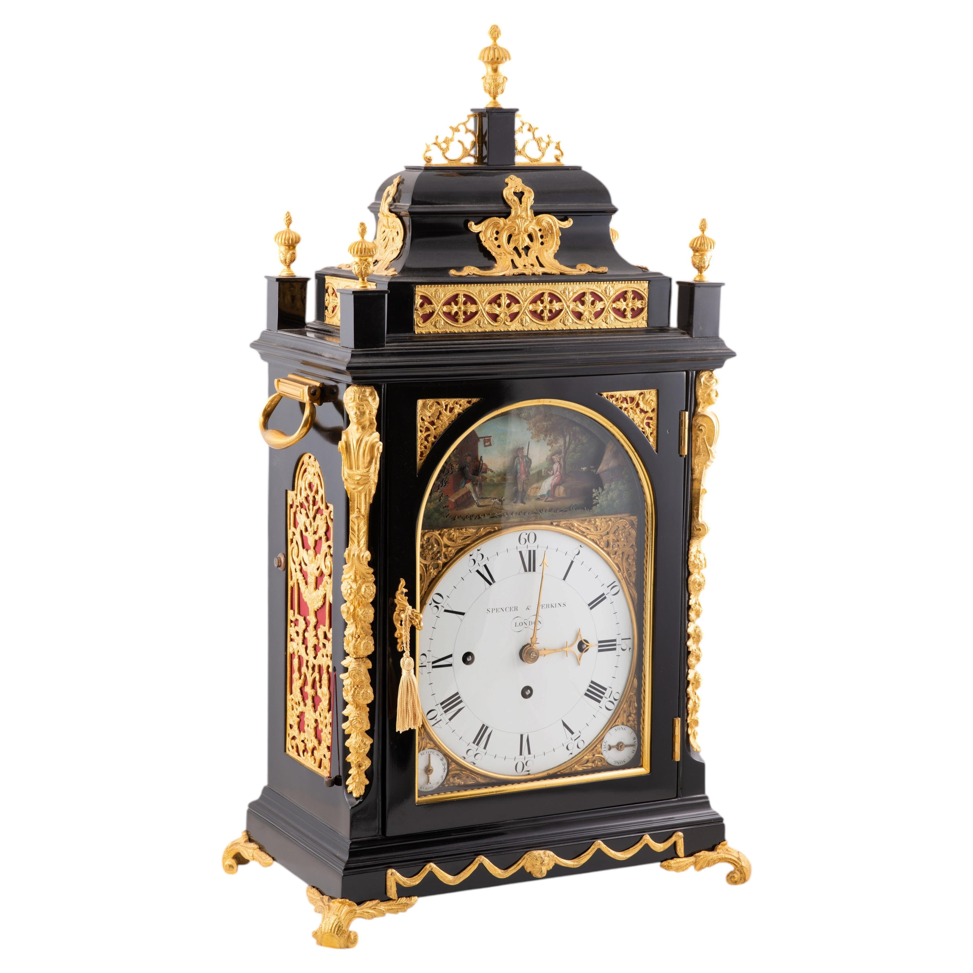 “Bracket” table clock with automata and chime. Spencer & Perkins. For Sale