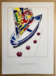 Triptychos Post Historicus Leger Conceptual Art Silkscreen Gold Lithograph