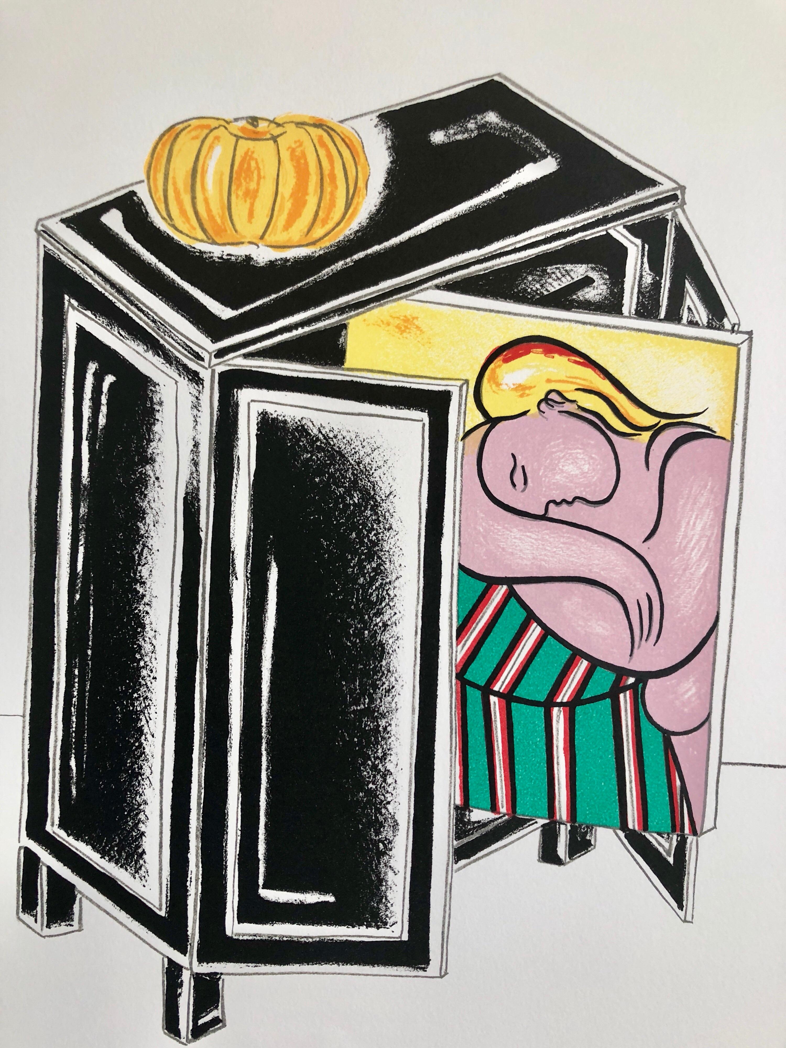 Triptyque post-historique Picasso, sérigraphie d'art conceptuel, lithographie en or  - Print de Braco Dimitrijevich