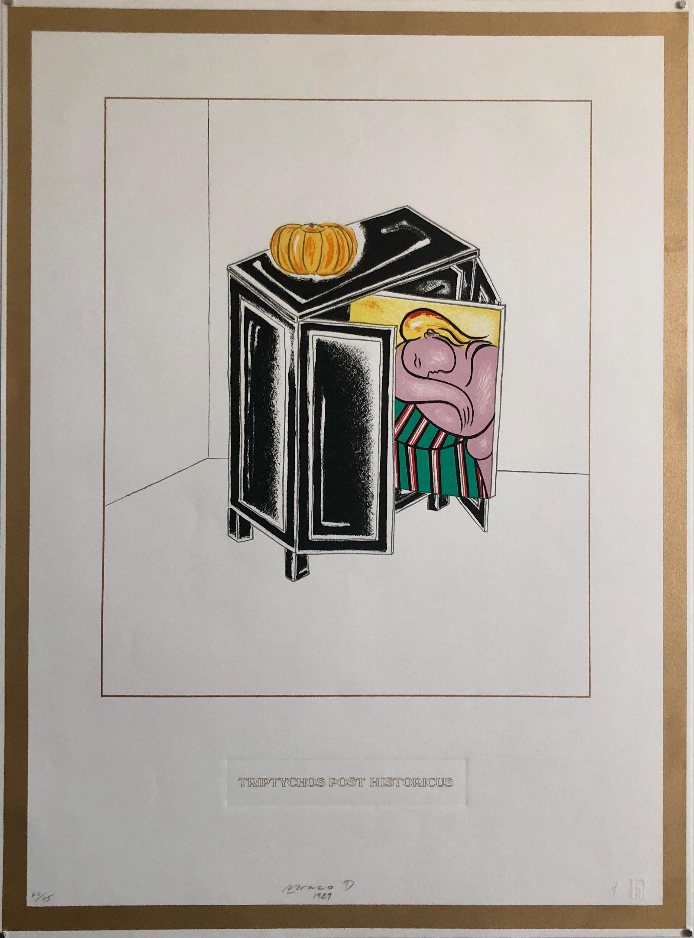 Abstract Print di Braco Dimitrijevich - Trittico Post Historicus Picasso Arte concettuale Serigrafia Oro Litografia