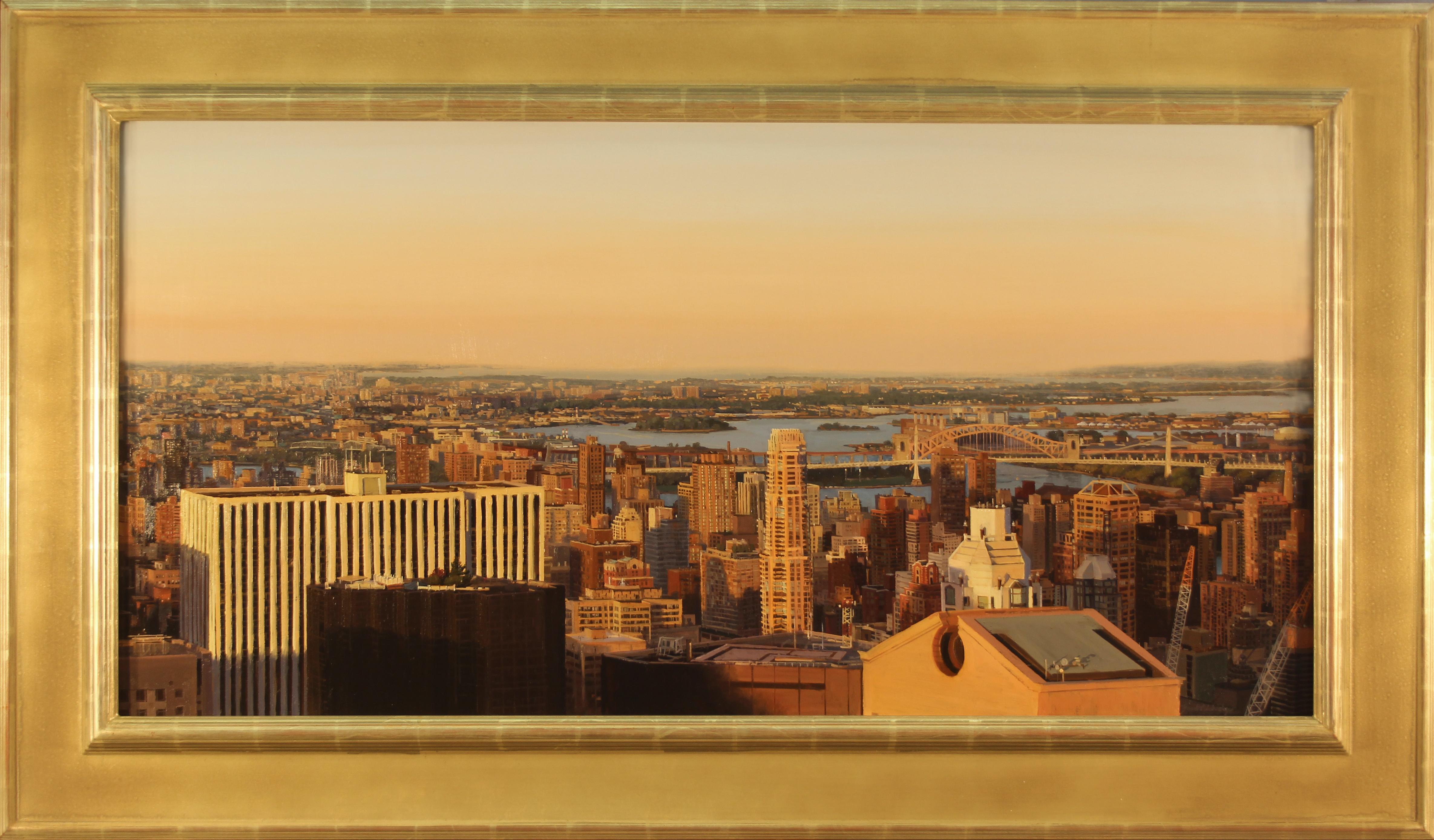 Brad Aldridge Landscape Painting - "Twilight, East River"
