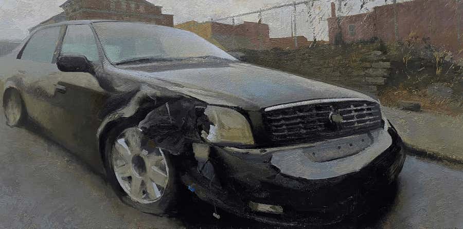 "Camp Washington Caddy" – Oil Painting, Urban Realism