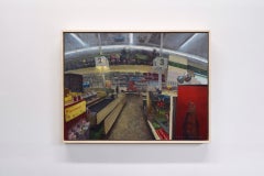 "Dollar Tree" - Óleo sobre panel de madera, escena de venta al por menor de realismo contemporáneo