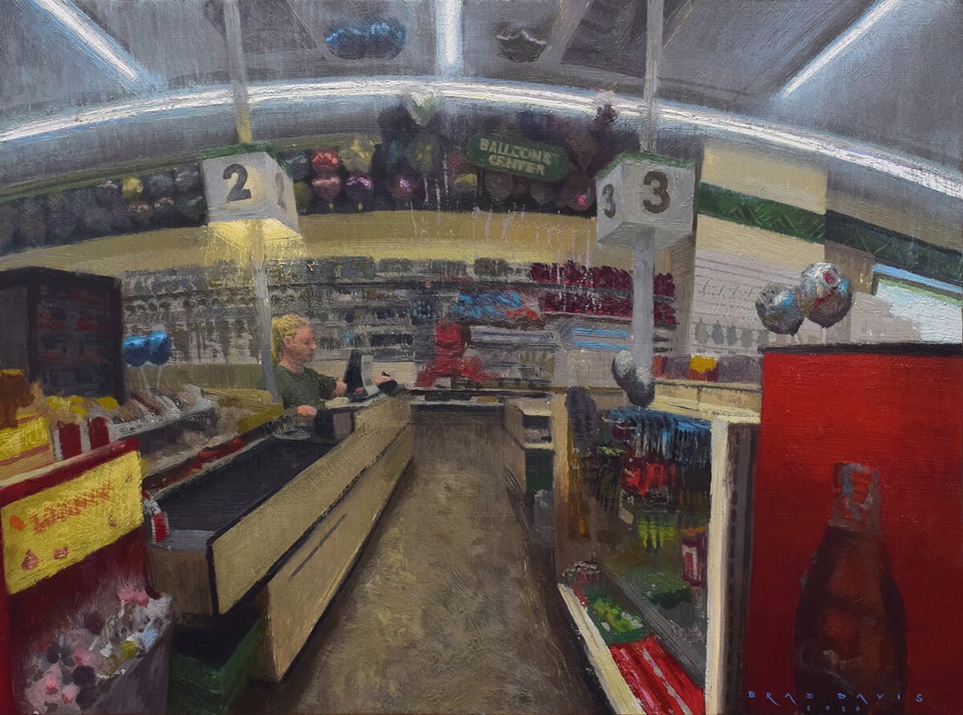 "Dollar Tree" - Óleo sobre panel de madera, escena de venta al por menor de realismo contemporáneo