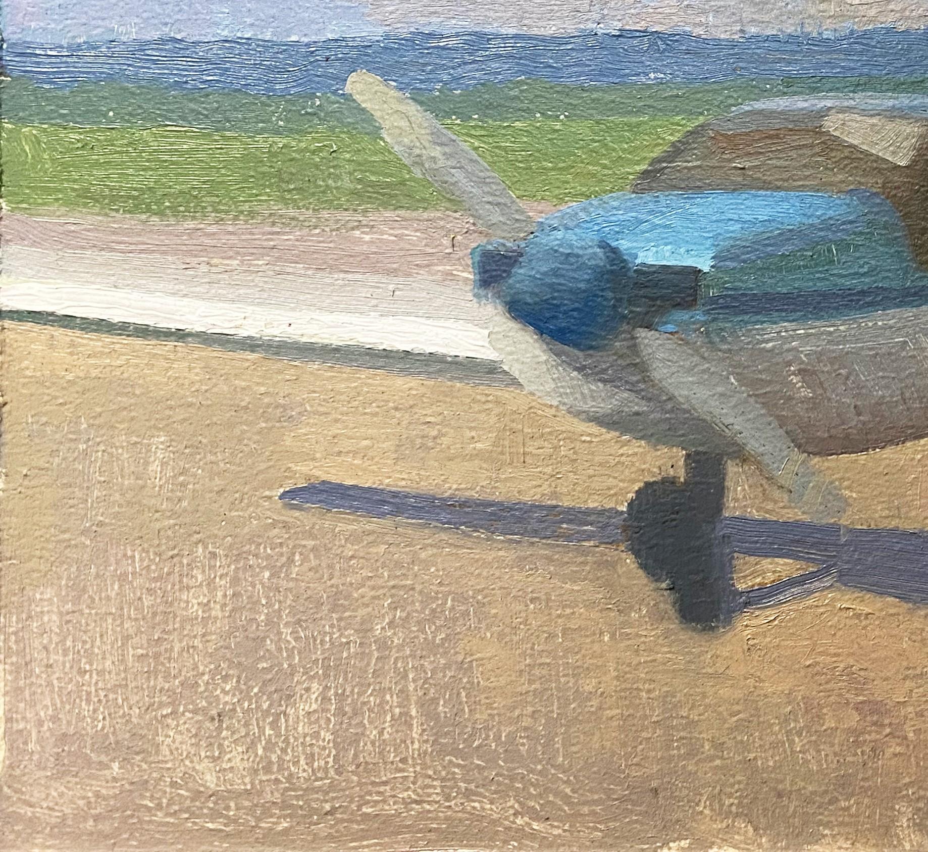 «unken Plane » - Huile originale d'un paysage de Brad Davis 1