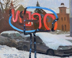 "Open" (2023) - Original Oil of Winter Cityscape by Brad Davis