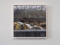 "Rehab" - Huile sur Wood Panel, Scène de chantier
