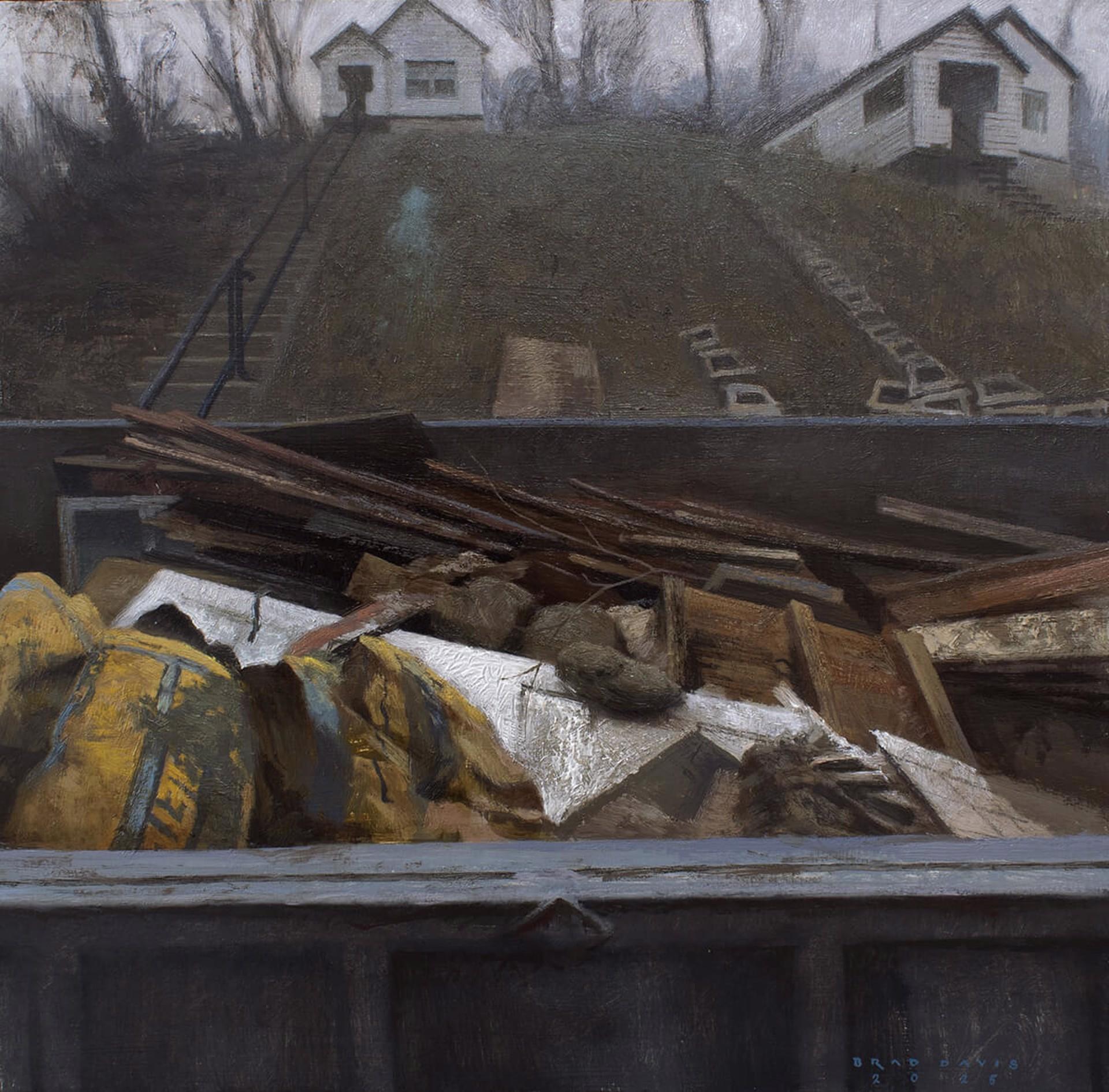 "Rehab" - Huile sur Wood Panel, Scène de chantier