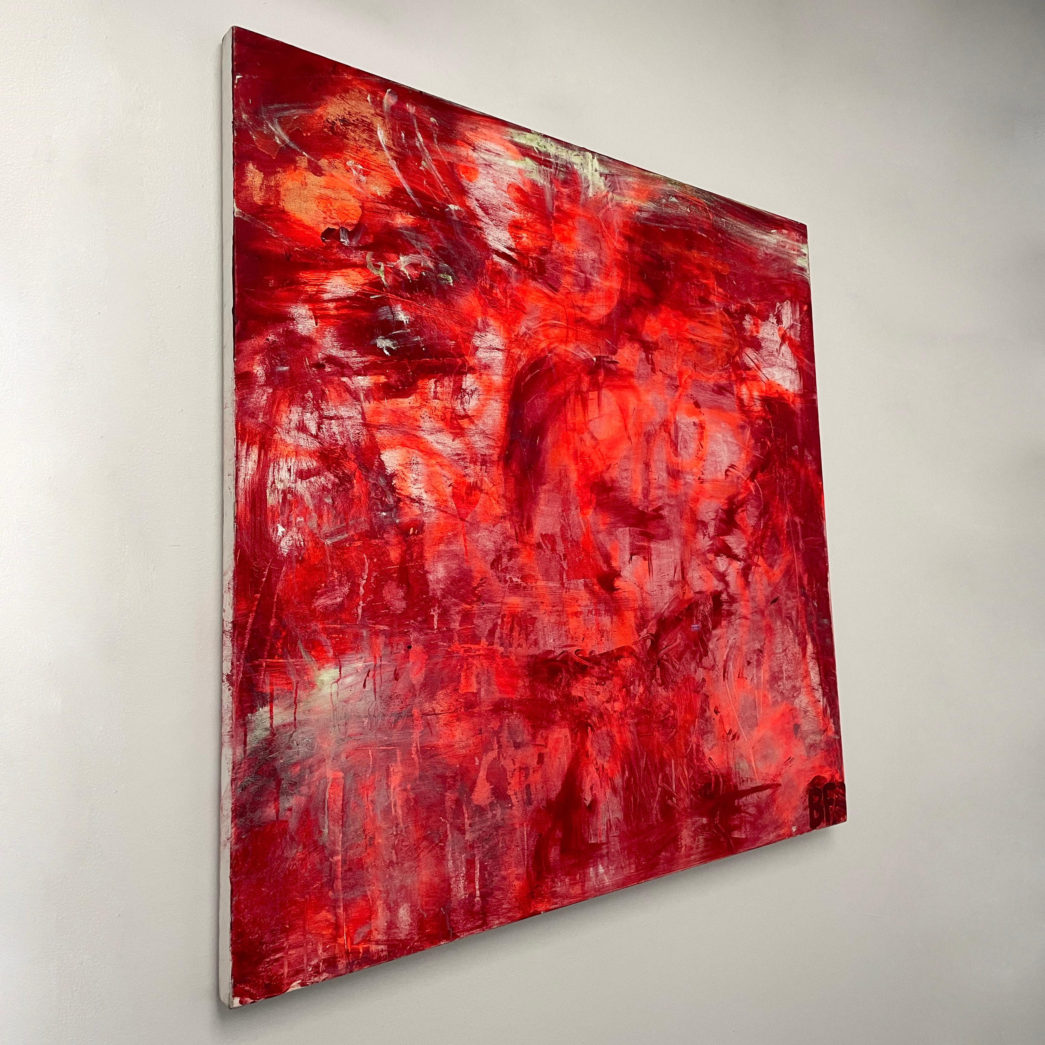 Big Red #4 Mixed Media sur toile Peinture abstraite contemporaine de Brad Fisher en vente 1