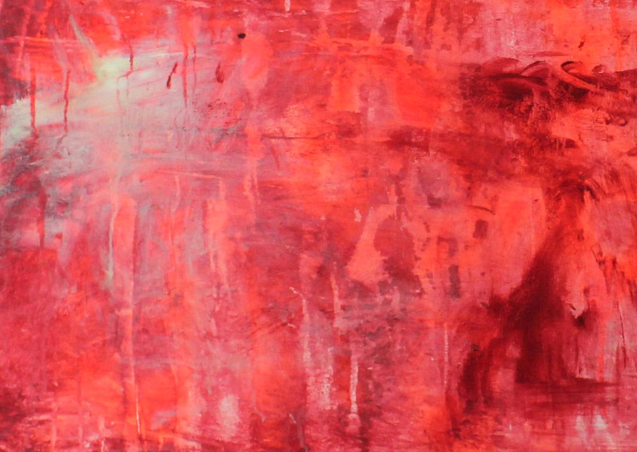 Big Red #4 Mixed Media sur toile Peinture abstraite contemporaine de Brad Fisher en vente 2