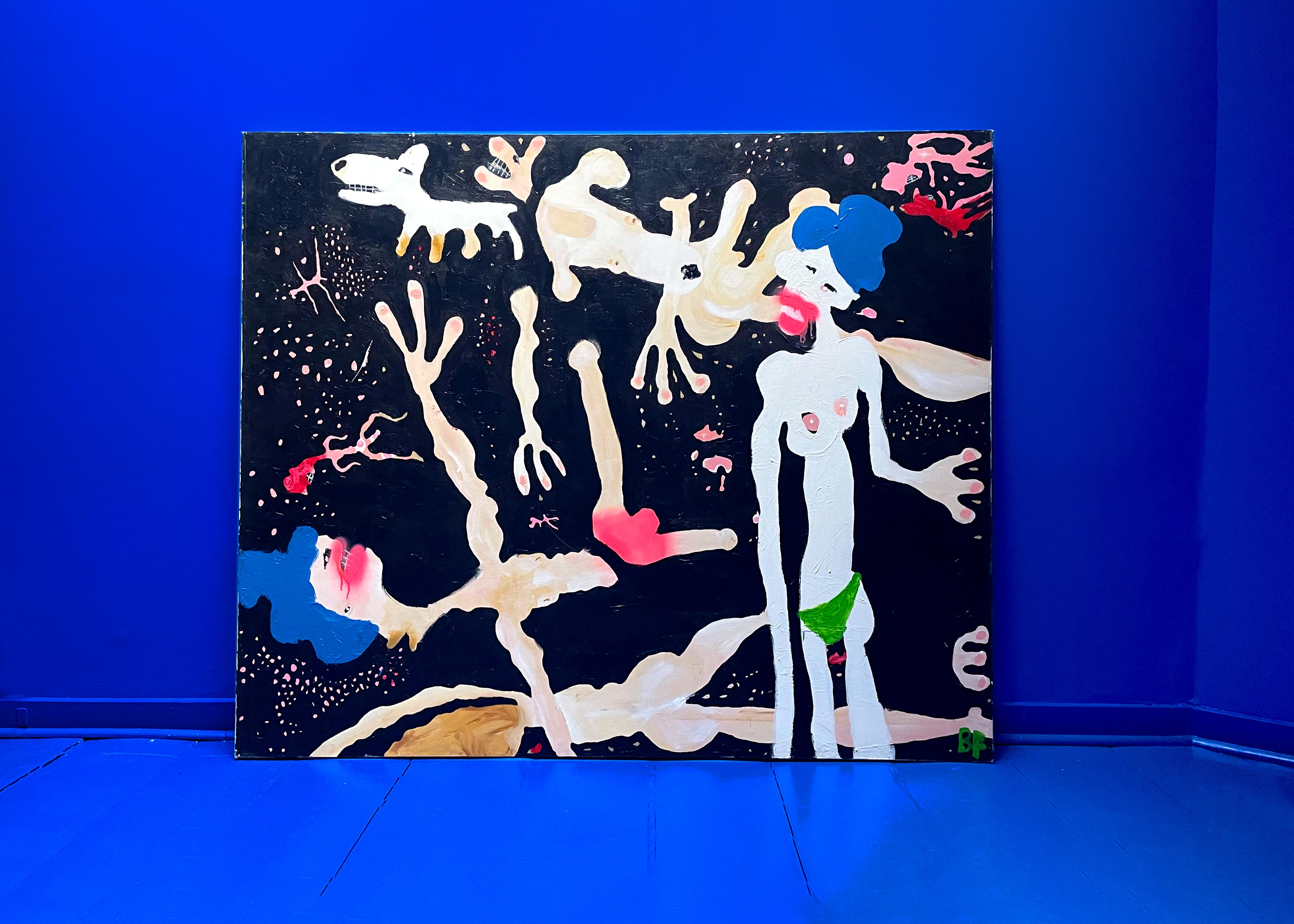 Green Bikini #3 Figurative Modern Mixed Media Painting on Canvas by Brad Fisher For Sale 2