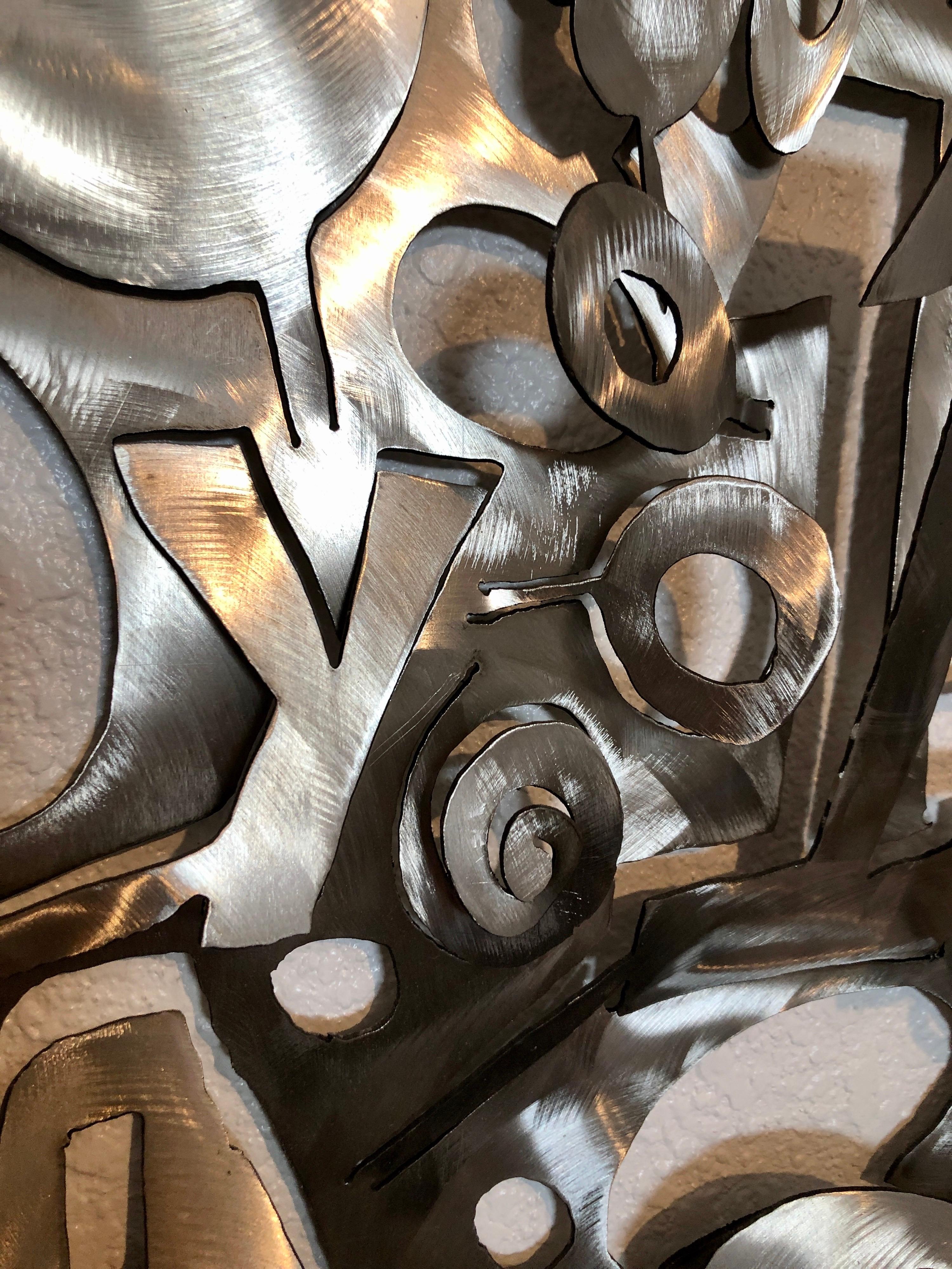 Abstract 3D Wall Hanging Sculpture Brad Howe LA Artist Laser Cut Steel Pop Art For Sale 7