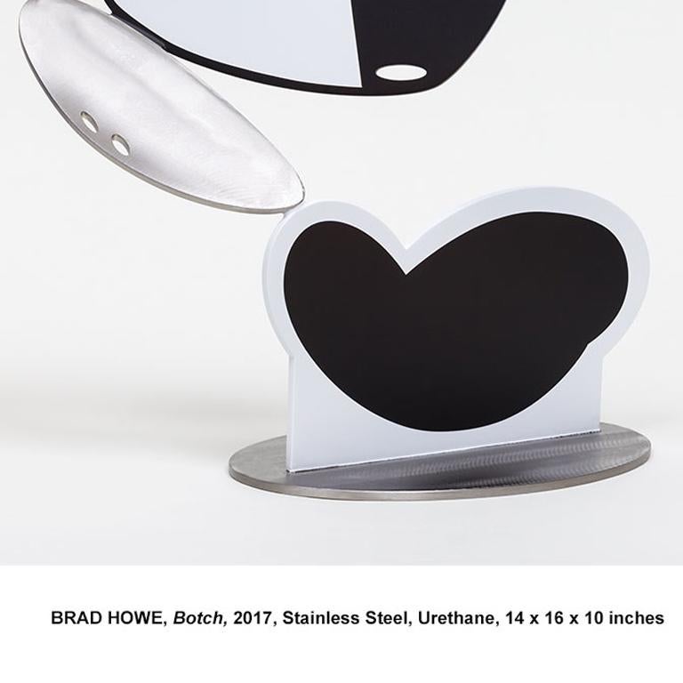 Painted Stainless Steel Pop Black and White Sculpture Botch  For Sale 1