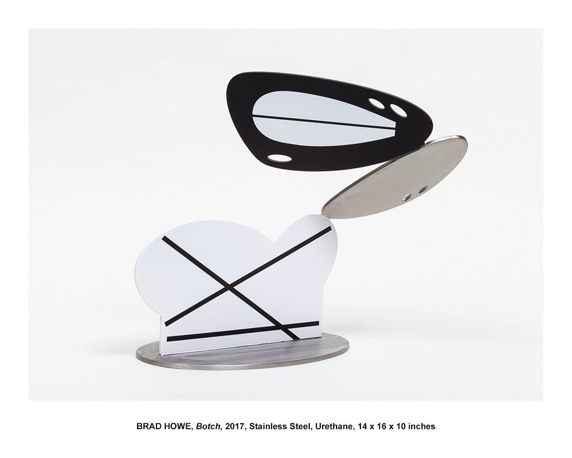 Painted Stainless Steel Pop Black and White Sculpture Botch  - Gray Abstract Sculpture by Brad Howe