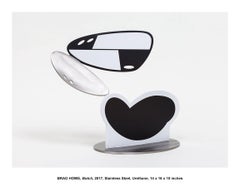 Bemalte schwarz-weiß bemalte Edelstahl-Skulptur-Bock 